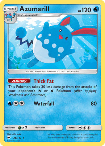 Azumarill Burning Shadows Pokemon Card