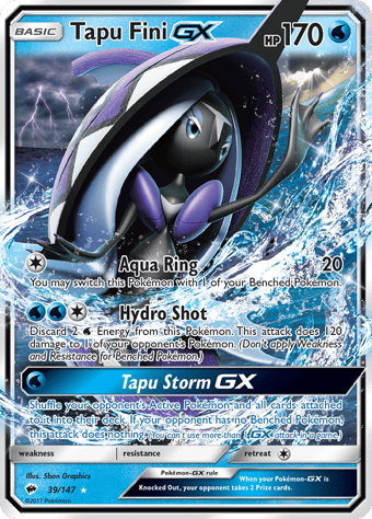 Tapu Fini-GX Burning Shadows Pokemon Card