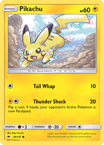 Pikachu Burning Shadows Pokemon Card
