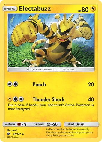 Electabuzz Burning Shadows Pokemon Card