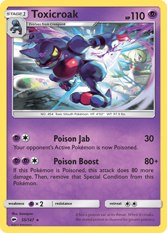 Toxicroak Burning Shadows Pokemon Card