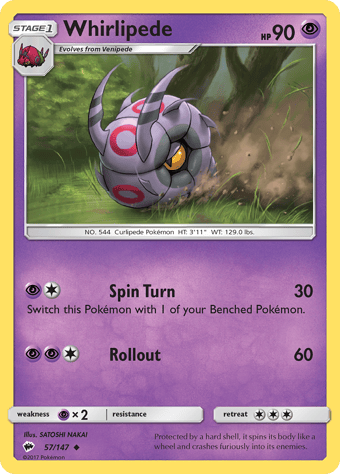 Whirlipede Burning Shadows Pokemon Card