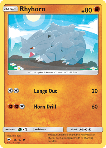 Rhyhorn Burning Shadows Pokemon Card