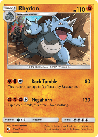 Rhydon Burning Shadows Pokemon Card