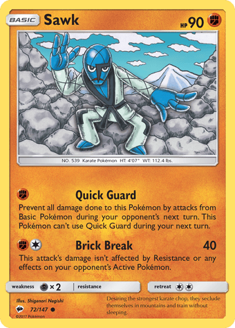 Sawk Burning Shadows Pokemon Card