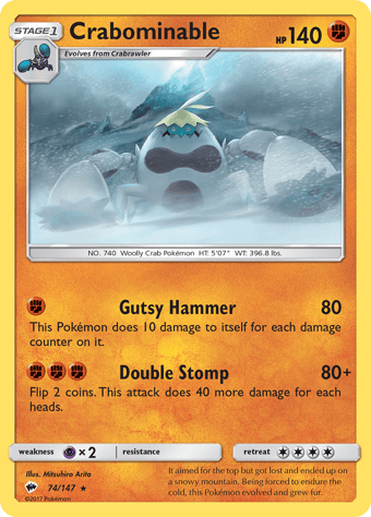 Crabominable Burning Shadows Pokemon Card