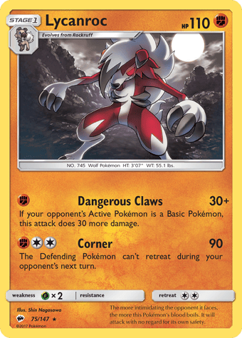 Lycanroc Burning Shadows Pokemon Card