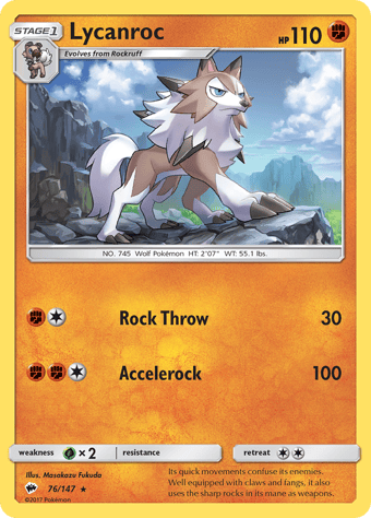 Lycanroc Burning Shadows Pokemon Card