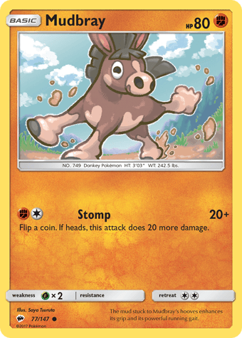 Mudbray Burning Shadows Pokemon Card