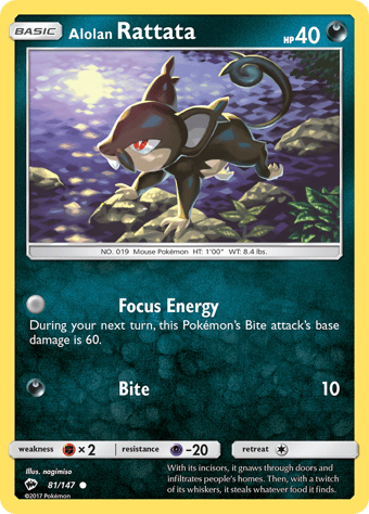 Alolan Rattata Burning Shadows Pokemon Card