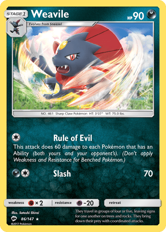 Weavile Burning Shadows Pokemon Card