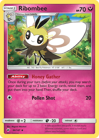 Ribombee Burning Shadows Pokemon Card