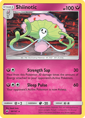 Shiinotic Burning Shadows Pokemon Card