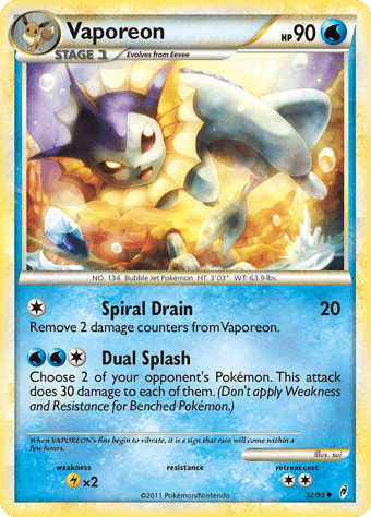 Vaporeon Call of Legends Pokemon Card