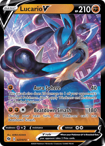 Lucario V Champion's Path Pokemon Card