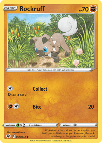 Rockruff Champion's Path Pokemon Card