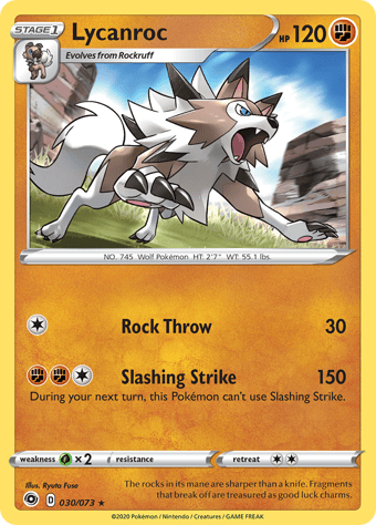 Lycanroc Champion's Path Pokemon Card