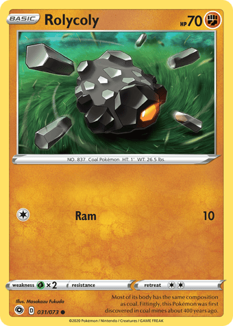 Rolycoly Champion's Path Pokemon Card