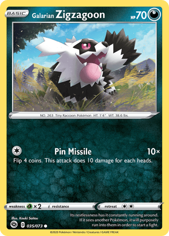 Galarian Zigzagoon Champion's Path Pokemon Card