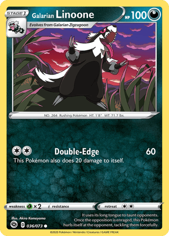 Galarian Linoone Champion's Path Pokemon Card