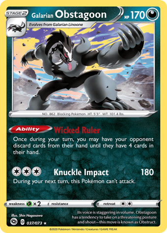 Galarian Obstagoon Champion's Path Pokemon Card