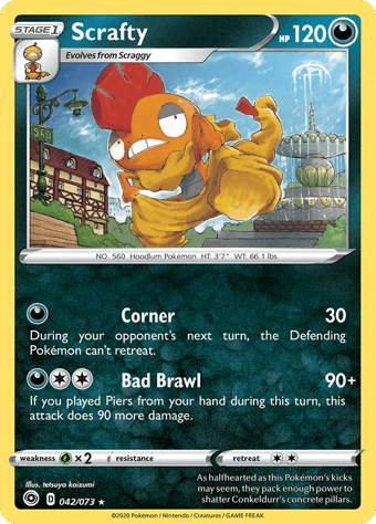 Scrafty Champion's Path Pokemon Card