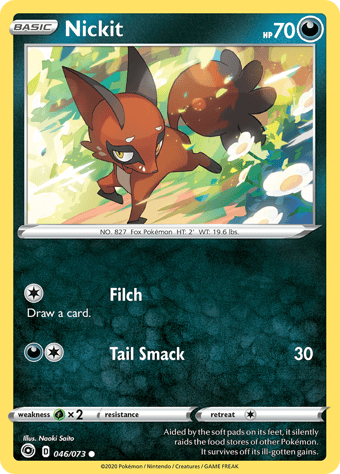 Nickit Champion's Path Pokemon Card