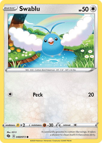 Swablu Champion's Path Pokemon Card
