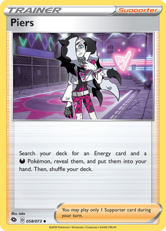Piers Champion's Path Pokemon Card