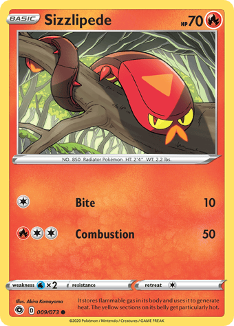 Sizzlipede Champion's Path Pokemon Card