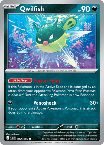 Qwilfish Chaos Rising Pokemon Card
