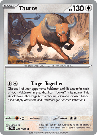 Tauros Chaos Rising Pokemon Card