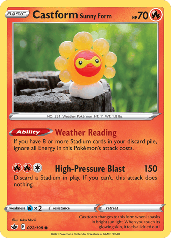Castform Sunny Form Chilling Reign Pokemon Card