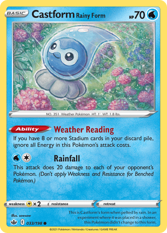 Castform Rainy Form Chilling Reign Pokemon Card