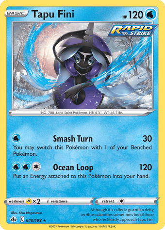 Tapu Fini Chilling Reign Pokemon Card