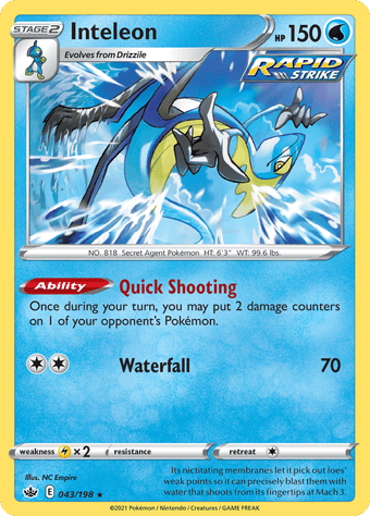 Inteleon Chilling Reign Pokemon Card