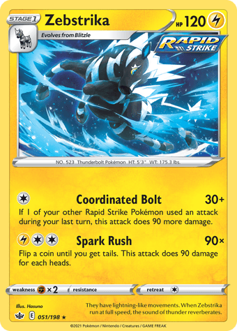 Zebstrika Chilling Reign Pokemon Card