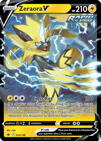 Zeraora V Chilling Reign Pokemon Card