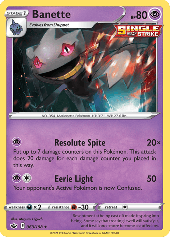 Banette Chilling Reign Pokemon Card
