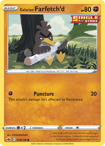 Galarian Farfetch’d Chilling Reign Pokemon Card