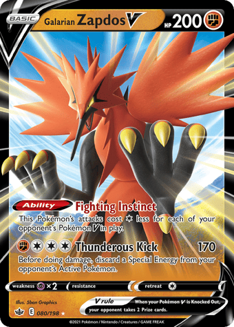Galarian Zapdos V Chilling Reign Pokemon Card