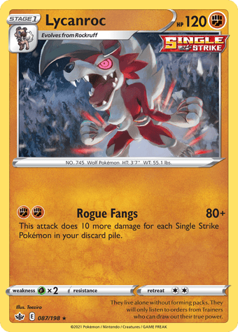 Lycanroc Chilling Reign Pokemon Card
