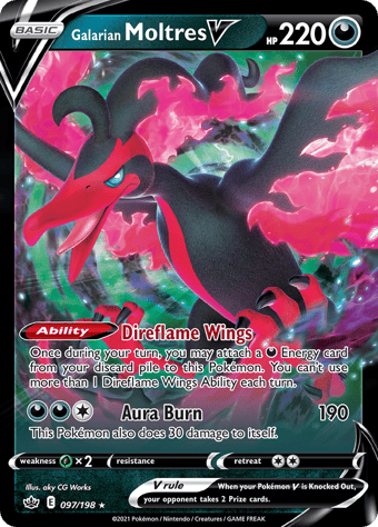 Galarian Moltres V Chilling Reign Pokemon Card