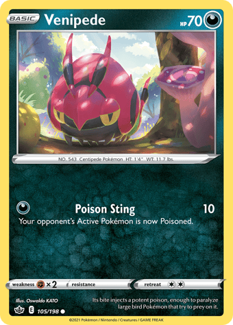 Venipede Chilling Reign Pokemon Card
