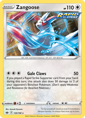 Zangoose Chilling Reign Pokemon Card