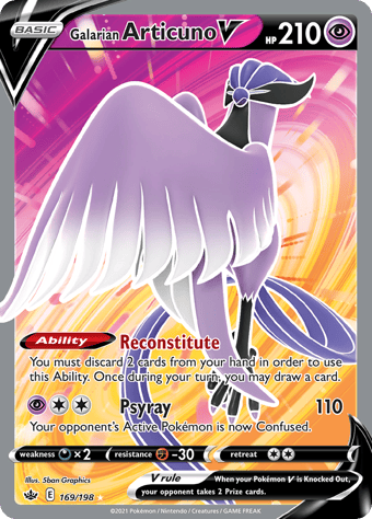 Galarian Articuno V Chilling Reign Pokemon Card