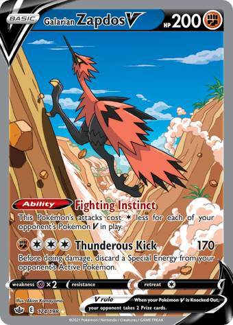 Galarian Zapdos V Chilling Reign Pokemon Card