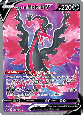 Galarian Moltres V Chilling Reign Pokemon Card