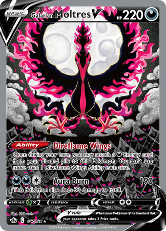 Galarian Moltres V Chilling Reign Pokemon Card