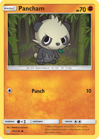 Pancham Cosmic Eclipse Pokemon Card